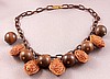 BN31 Peach pit/wood ball necklace